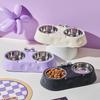 Double Bowl Puppy Food Feeder Cheese Shaped Kitten Feeding Bowl Pet Drinking Dish  Pet Supplies