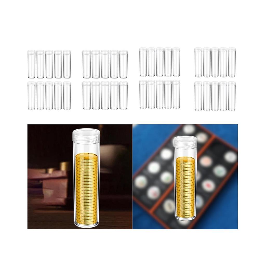 10 Pieces Coin Storage Tubes Sturdy Round for Coins Collection Transparent
