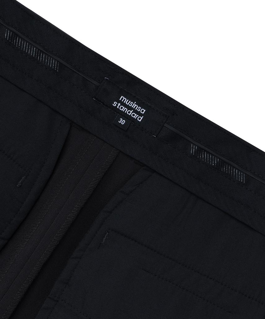 MUSINSA STANDARD Side Adjust Two-Tuck Wide Slacks [Black]