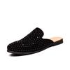 Fashion Loafers Glitter Mules Half Shoes for Men Casual Designer Shoes Men Slippers Luxury Slides with  Drilling Leather Shoes for Men