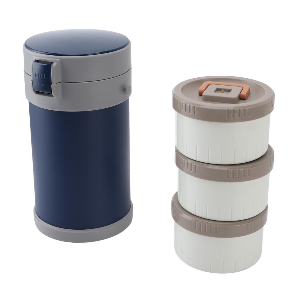 Изолированная банка для еды 2,3 л, 3-уровневая, безопасная для микроволновой печи, из нержавеющей стали 304, термоконтейнер для ланча с плечом