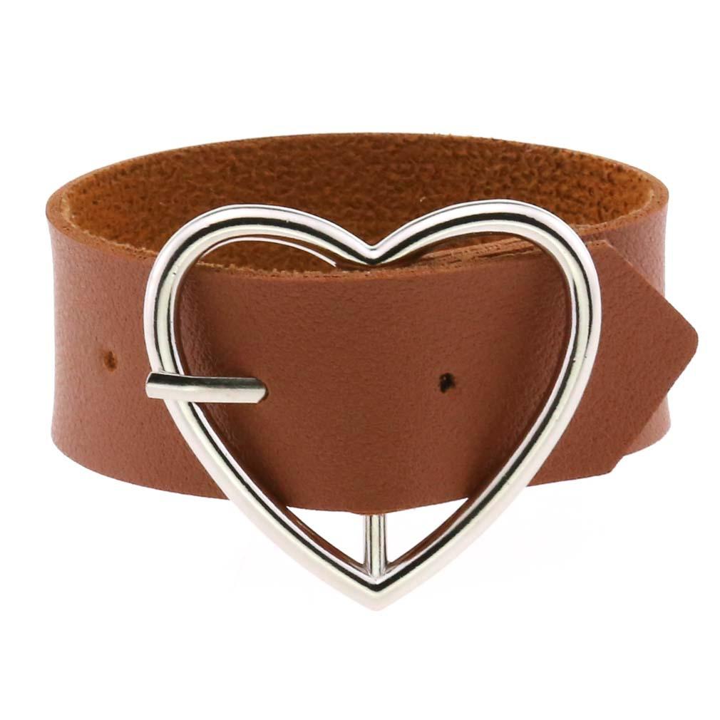 Черный кожаный браслет-сердце для женщин, готический браслет-манжета, готический браслет с заклепками и пряжкой, винтажные рок-аксессуары