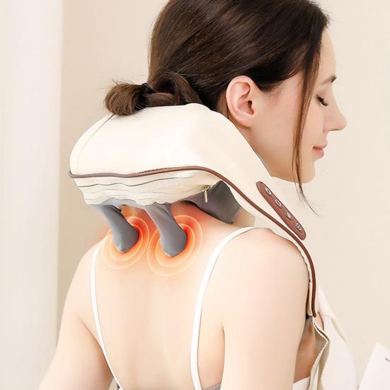 Беспроводной массажер для шеи и плеч с таймером, несколькими режимами, регулируемым эргономичным дизайном, нагревательным массажным устройством