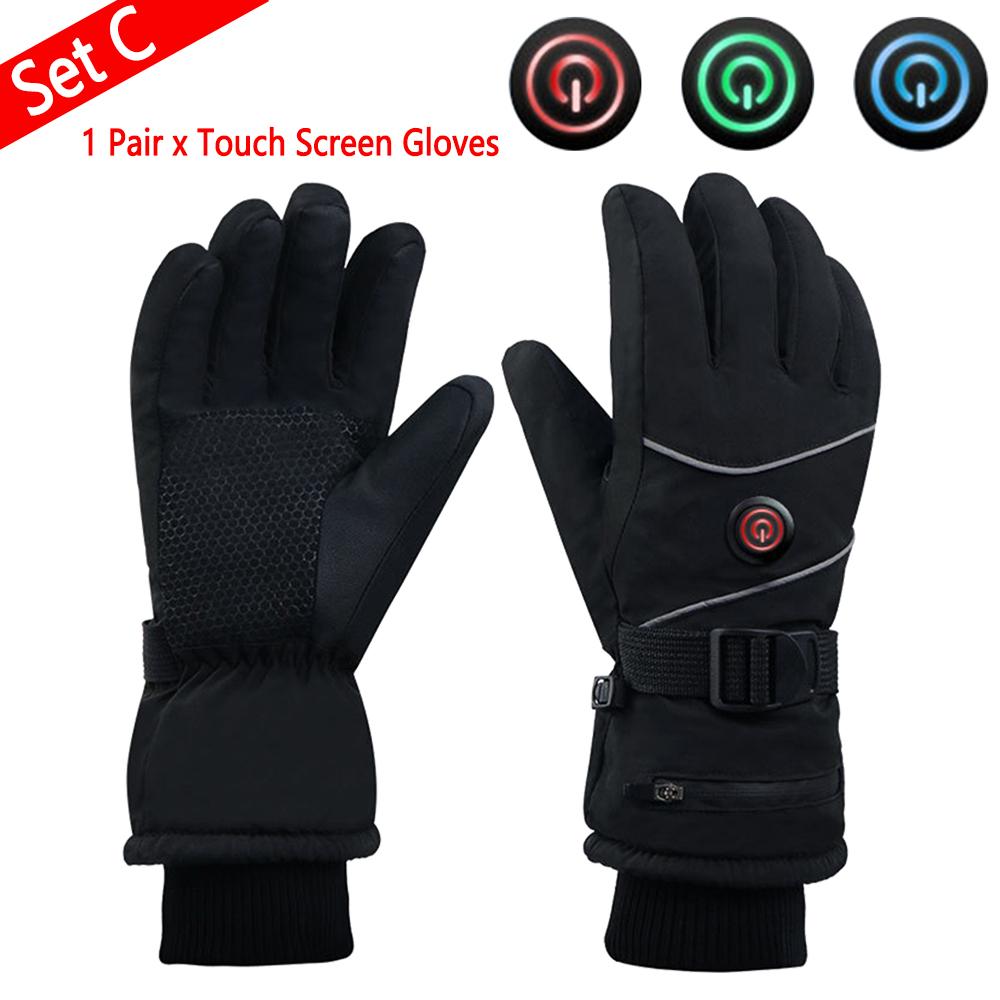 Водонепроницаемые перчатки с сенсорным экраном для мотоцикла, грелки для рук, электрические тепловые перчатки с сенсорным экраном для сноуборда, велоспорта, вождения, катания на лыжах