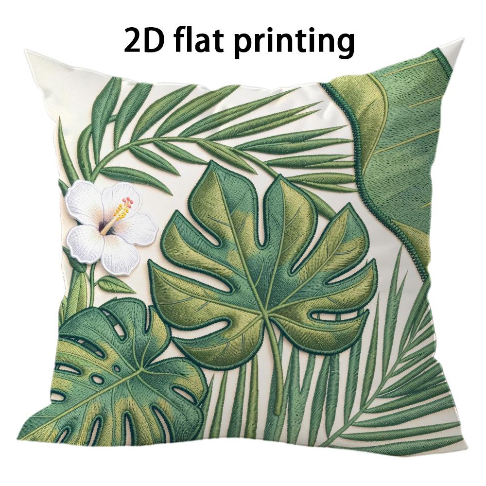 Tropical Palm Leaf Doublesided Printed pillow cover Short plush Suitable living rooms bedrooms sofas throw cushion cover