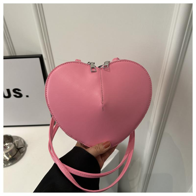 Cute Heart Shaped Crossbody Bag For Women Solid Color Pu Leather Shoulder Bag Able Personality Crossbody Bag
