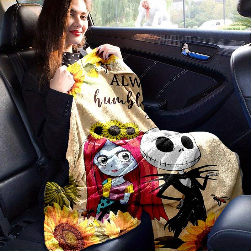 1pc. Always Stay Humble & Kind Sunflower Jack Skellington Sally Cartoon Blanket, Seasonal Home Decor Gift for Friends and Family, Soft Warm