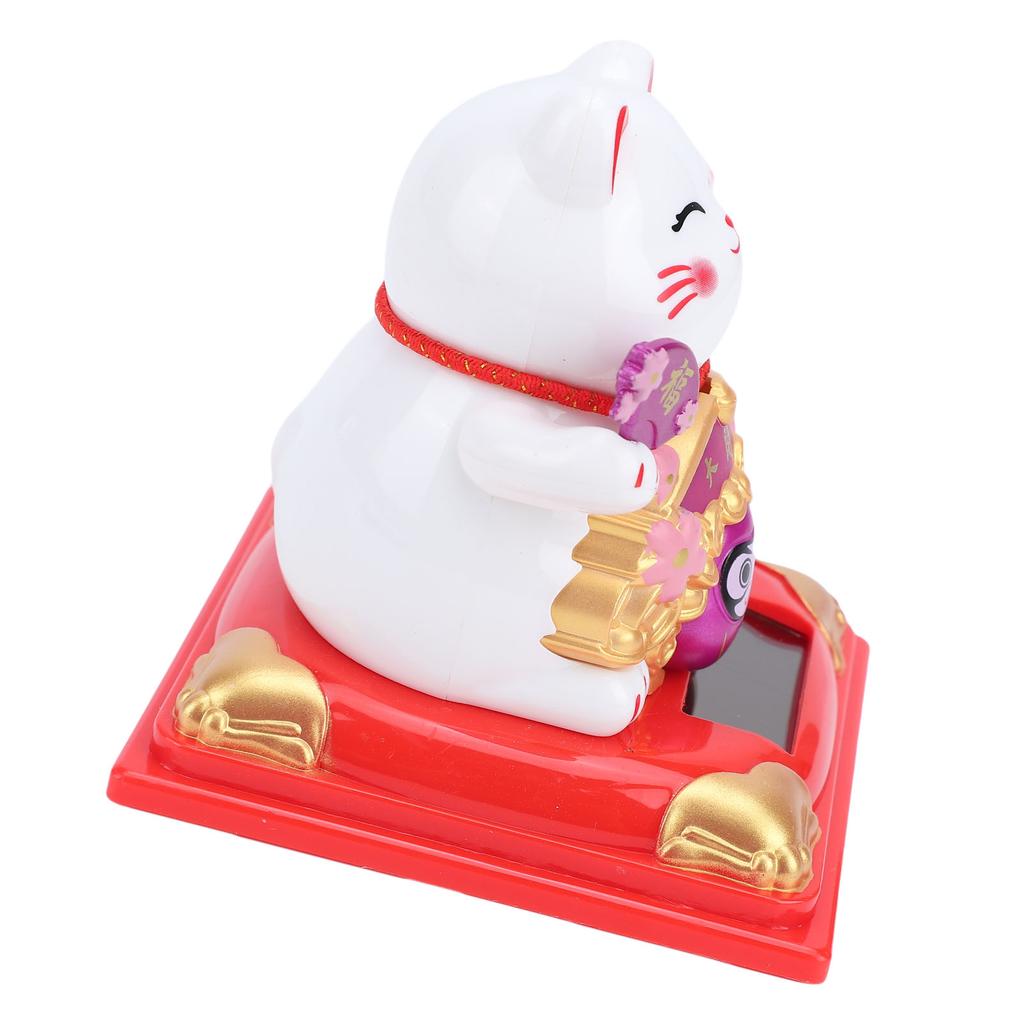Lucky Cat Waving Arm Solar Powered Light Sensor Wealth Welcoming Fortune Cat Decoration for Home Car Dashboard