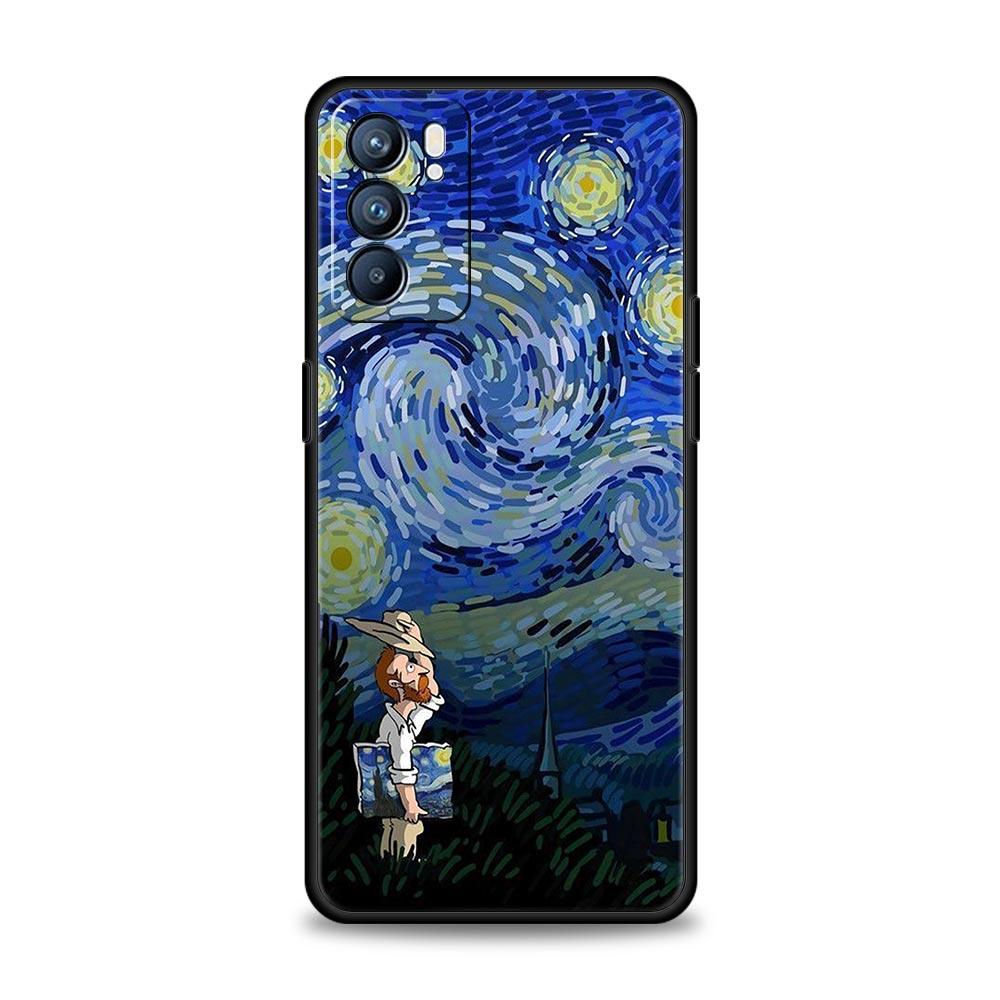 Чехол для Oppo Reno13 Reno12 Reno11 F Reno10 Pro A54 A53 A95 A76 A74 A57 A98 A80 A79 5G A78 4G Обложка Ван Гог Звездная ночь цветок
