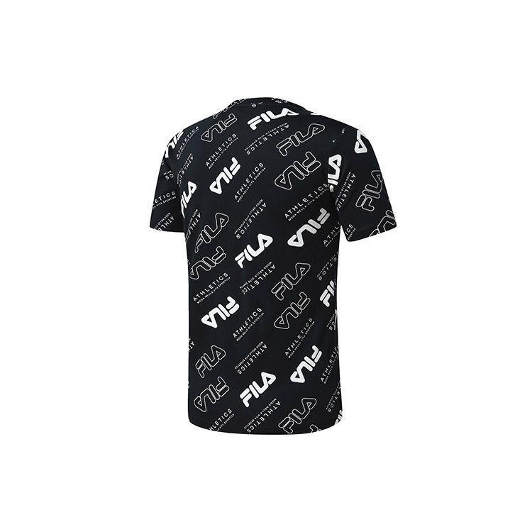 Fila Спортивная вязаная футболка с круглым вырезом и принтом логотипа по всей поверхности Мужские топы A11M311103F-ZA