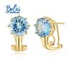 Fashion Design Special Cut Sky Blue Topaz Natural Gemstone Earrings for Women 925 Sterling Silver Yellow Fine Jewelry Gift