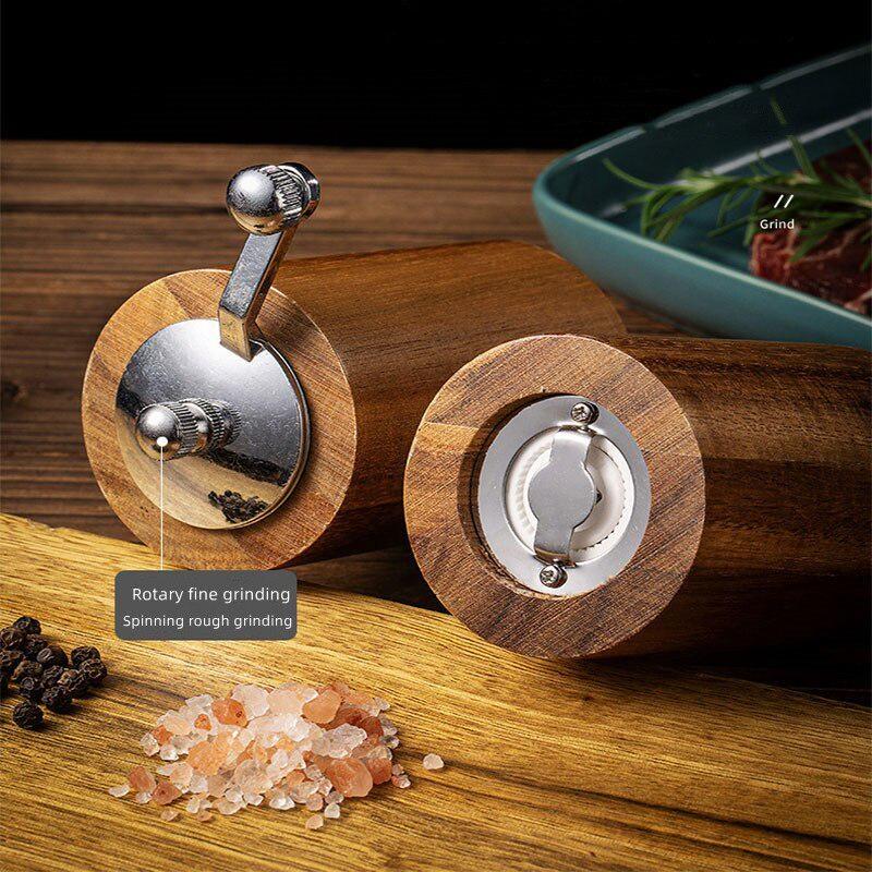 Ручная мельница для перца, кухонная ручная мельница из цельного дерева, мельница для черного перца, бытовая бутылка для измельчения морской соли и перца, инструмент