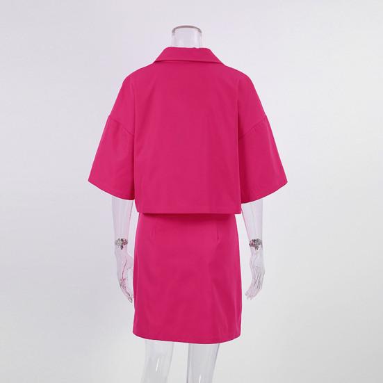 2 шт./комплект женский рубашка юбка комплект с лацканами короткий рукав пуговицы планка рубашка с высокой талией короткая юбка комплект однотонный наряд