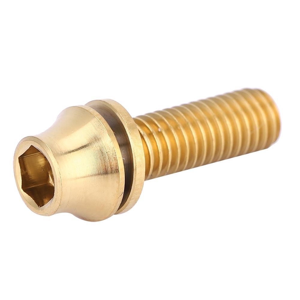 Bicycle Titanium Alloy Water Bottle Cage Screw Bolt M5x12 16mm with Washer (Gold M5x16)