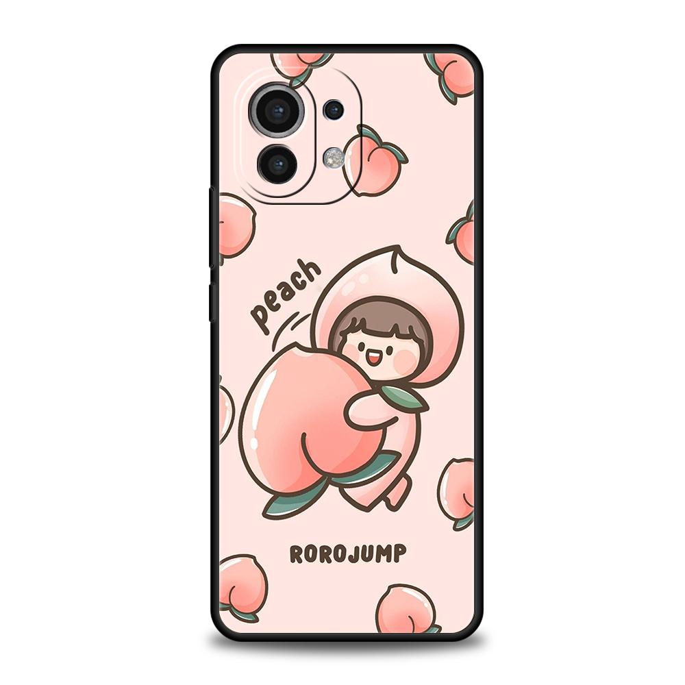 Чехол для телефона для Xiaomi Poco F7 F6 F5 F4 F3 X7 X6 X5 X4 X3 NFC M4 C51 C55 GT Pro 5G Мягкий ТПУ Fundas Мультяшные Фрукты Персик Сумки