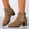 Autumn Winter Women Boots Pointed Toe Slip On Female Ankle Booties Fashion Simple Shoes Low Heel Short Chelsea Boots Botas Mujer