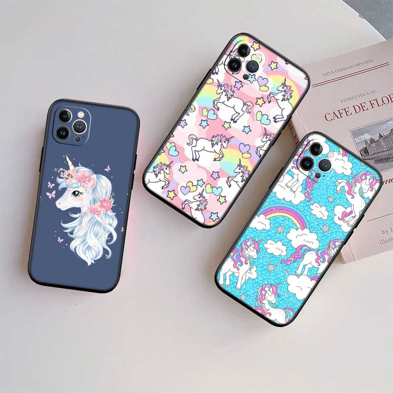 RE17 Cartoon Unicorn Phone Case for Samsung Galaxy S20 S21 S22 Ultra FE + Plus A21S A22 A24 A25 A26 A30 A30S A31