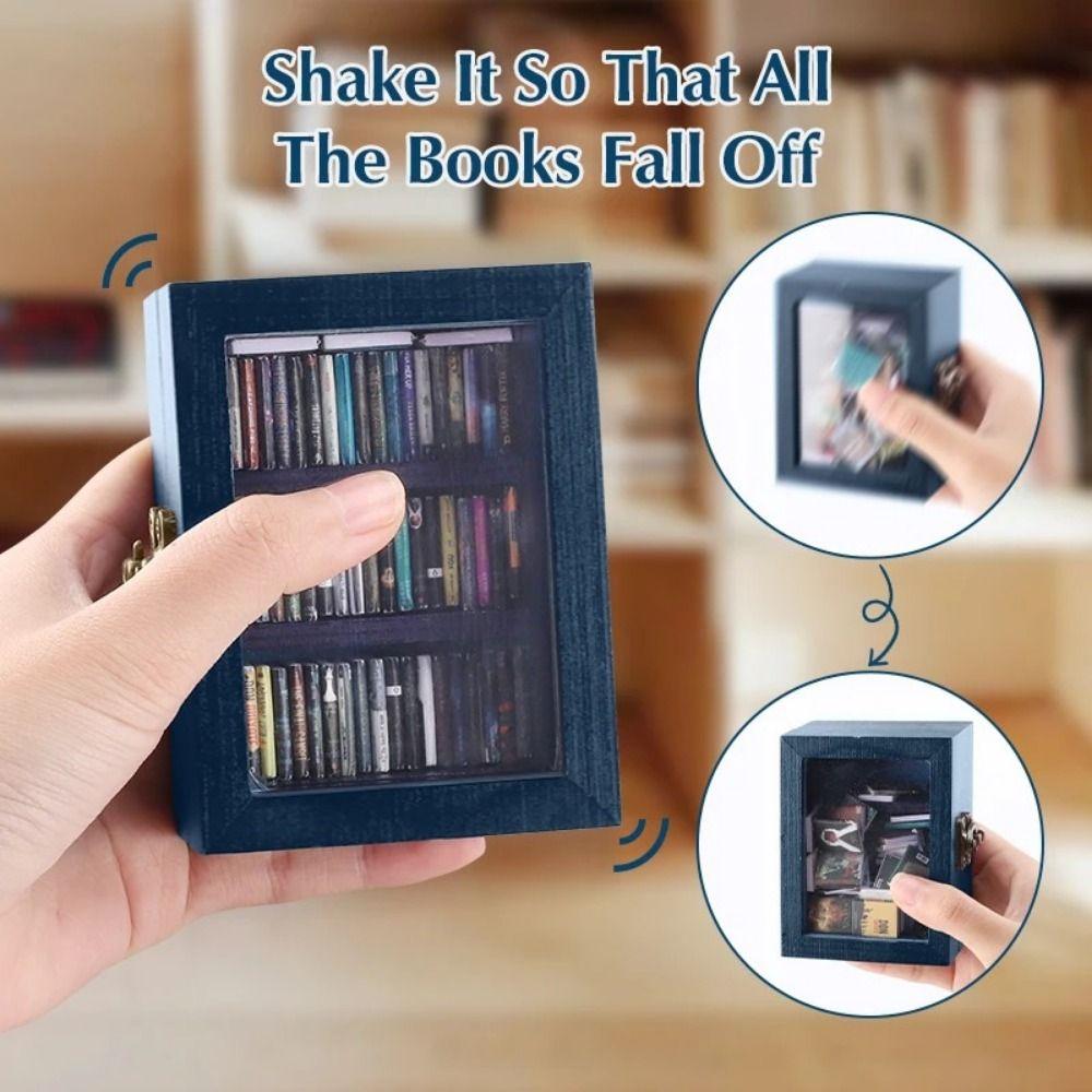 Деревянный миниатюрный книжный шкаф Креативное украшение Снятие стресса Встряхните свою тревогу