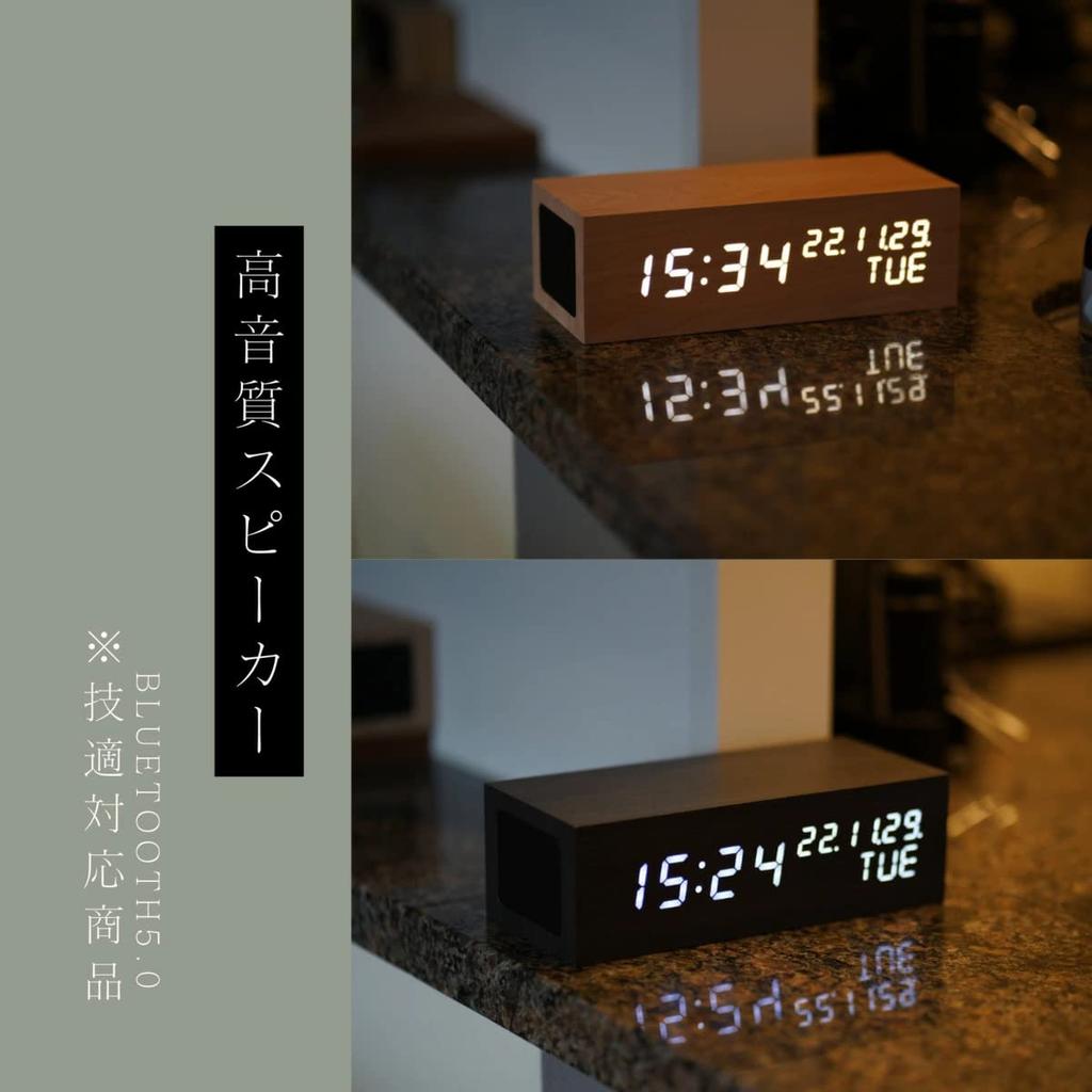 Будильник WOOD SHOW Календарь Дата День недели Стильный Bluetooth-динамик Цифровые часы Светодиодный дисплей Функция будильника Современный дизайн Стильный