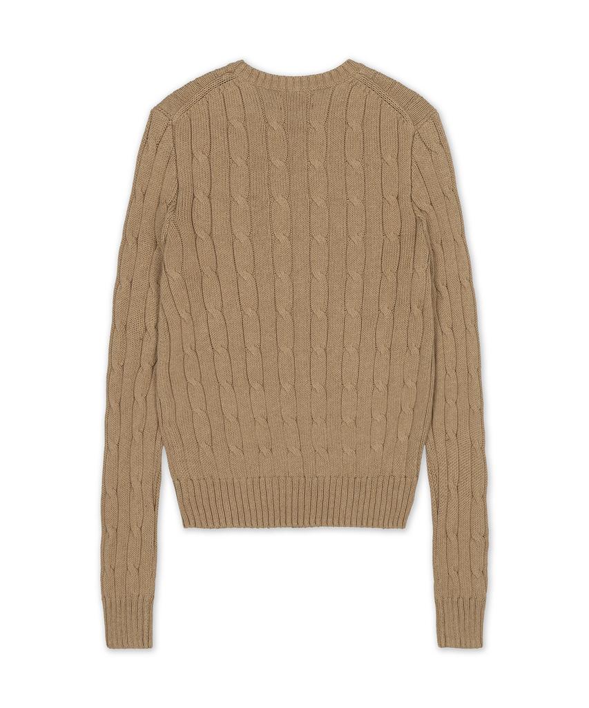 POLO RALPH LAUREN Cable Knit Cotton Crew Neck Sweater - Medium Beige