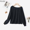 ZANZEA Women Off Shoulder Casual Long Sleeve Knitted Sweater Tops