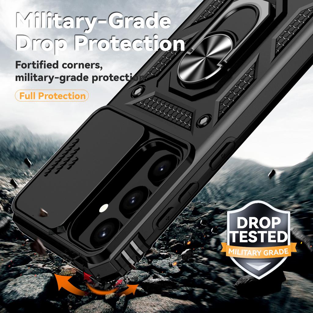 Для Samsung Galaxy S24+ Бронированный чехол для телефона Защита камеры Подставка Обложка