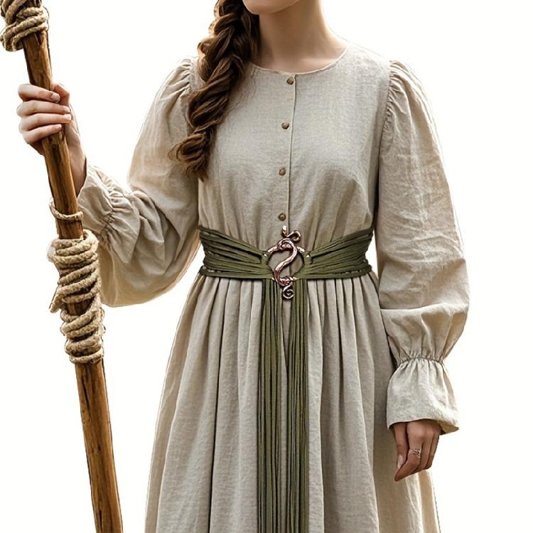 Vikinges Trolles Crosses Belt Long Rope Rings Knotted Belt Norses Witch Waist Belt Medieval Long Rope Belt for Cosplay