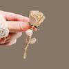Exquisite Rose Brooch: Versatile Rhinestone Crystal Flower Pin with Shiny Anti-Exposure Design