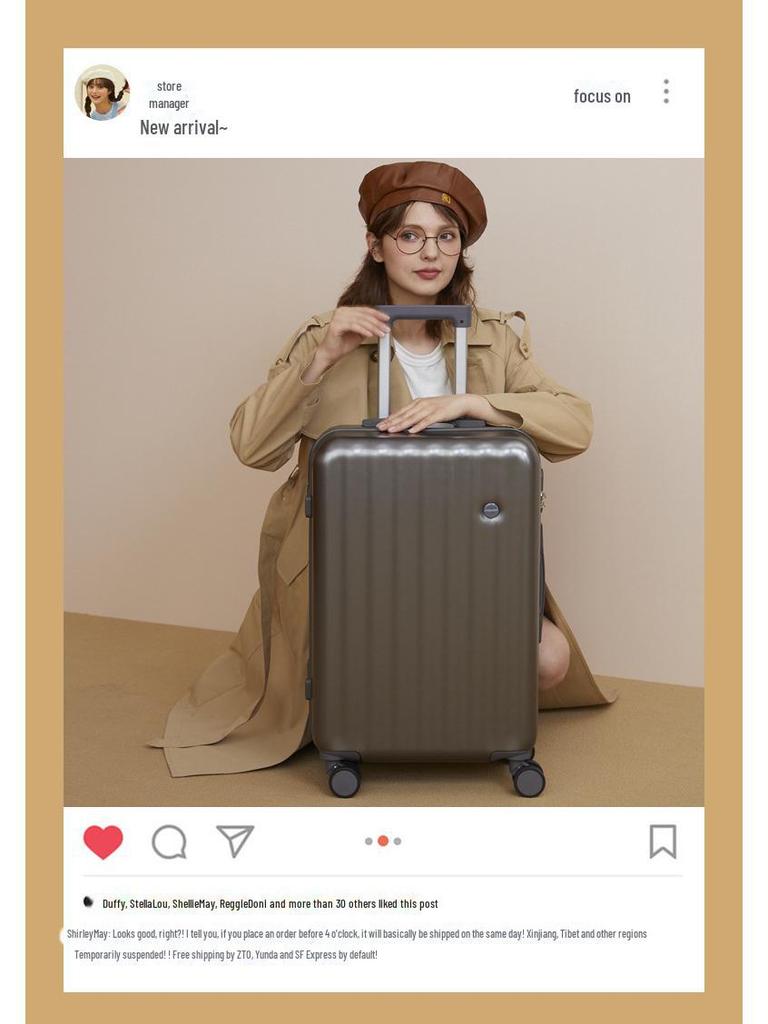 Stylish Japanese Suitcase: Durable, Universal-Wheel Trolley for Men & Women, Leather Finish, Perfect for Students.