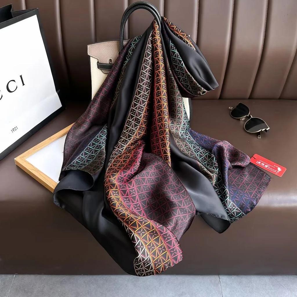 180*90cm Luxury Brand Ladies Spring Summer Long Silk Scarf Shawl Digital Painted Shawl Gogh Oil Painting Lady Foulard Bandanna