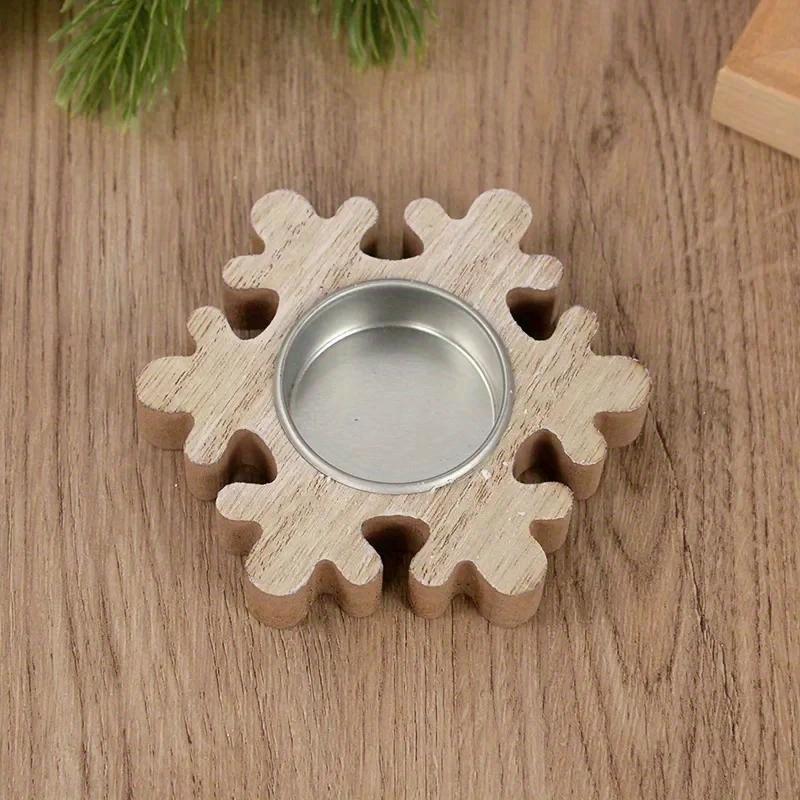 Christmas Wooden Candle Holder Snowflake Candlestick Christmas Decorations for Home Xmas Table Ornaments