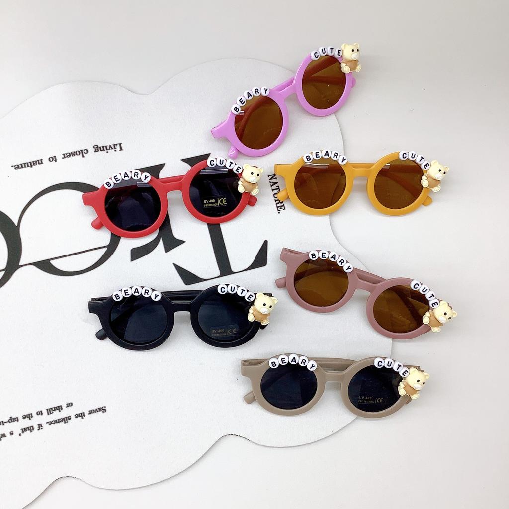 Винтажные детские солнцезащитные очки, милые детские солнцезащитные очки с медвежонком, модные мультяшные очки с защитой от ультрафиолета для мальчиков и девочек