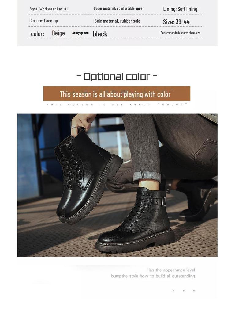 Высокие кожаные ботинки Martin в британском стиле с боковой молнией 2025 года на осень/зиму