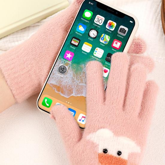 1 пара женских вязаных перчаток с жирафом, зимние теплые толстые перчатки с сенсорным экраном, для велоспорта на открытом воздухе