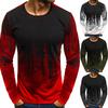 Ramidos Men Gradient Color Long-Sleeve Beefy Muscle  Basic Solid  Blouse Tee Shirt Top