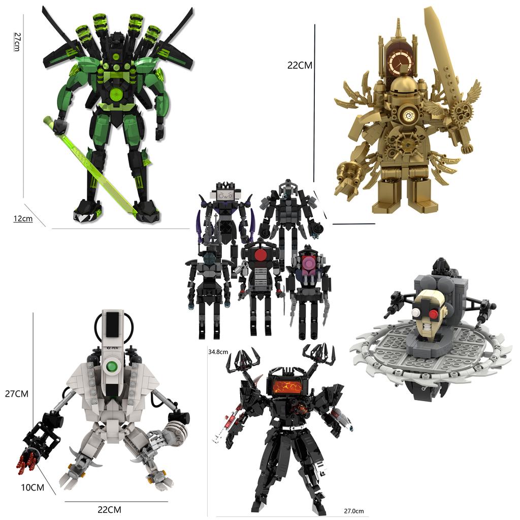 MOC Игрушки из кубиков Модель Совместимый Робот с Туалетом Скибиди Абстрактные Строительные Блоки Монитор Телевизор Динамик