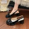 French Thick Heel Bag Head Single Shoes Women's Summer New with Skirt Fairy Style Bow High Heel Fashion Sandals