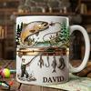 2D print Fishing Lover Gift Mug-Personalized Fishing Cup for Angler,Custom Name Fish Design Ceramic Coffee Mug Birthday Present
