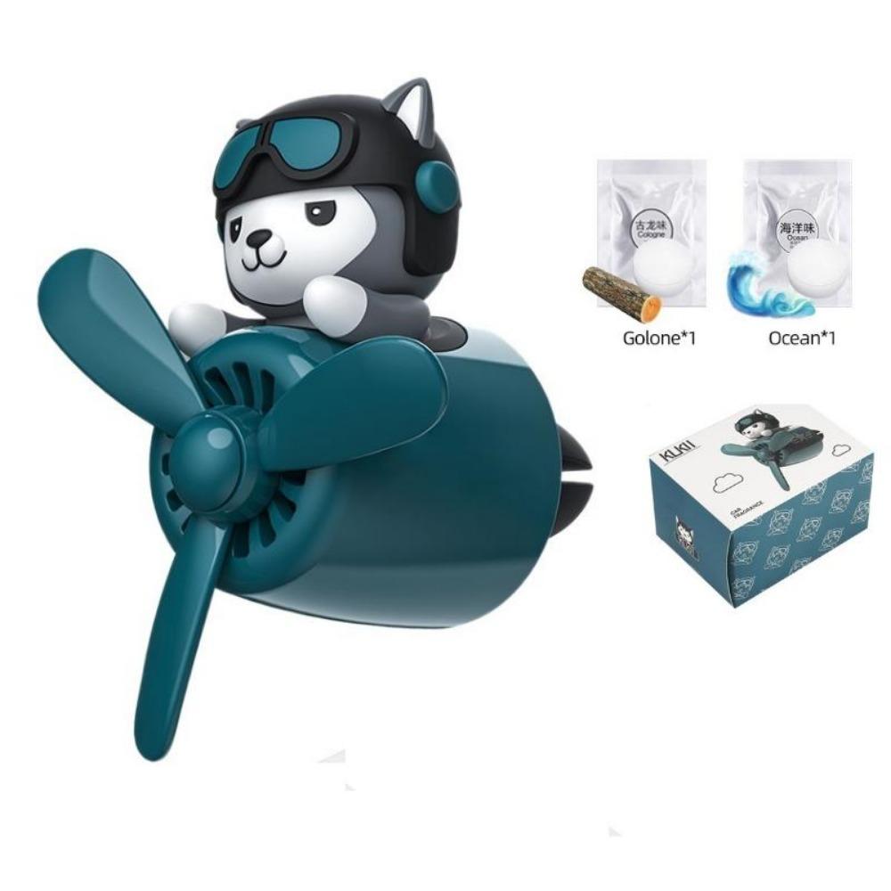 KUKII Pilot Bear Освежитель воздуха для автомобиля - Вращающийся пропеллер, диффузор для вентиляции с таблетками эфирного масла, Авиационный дизайн, С 6 сменными ароматами