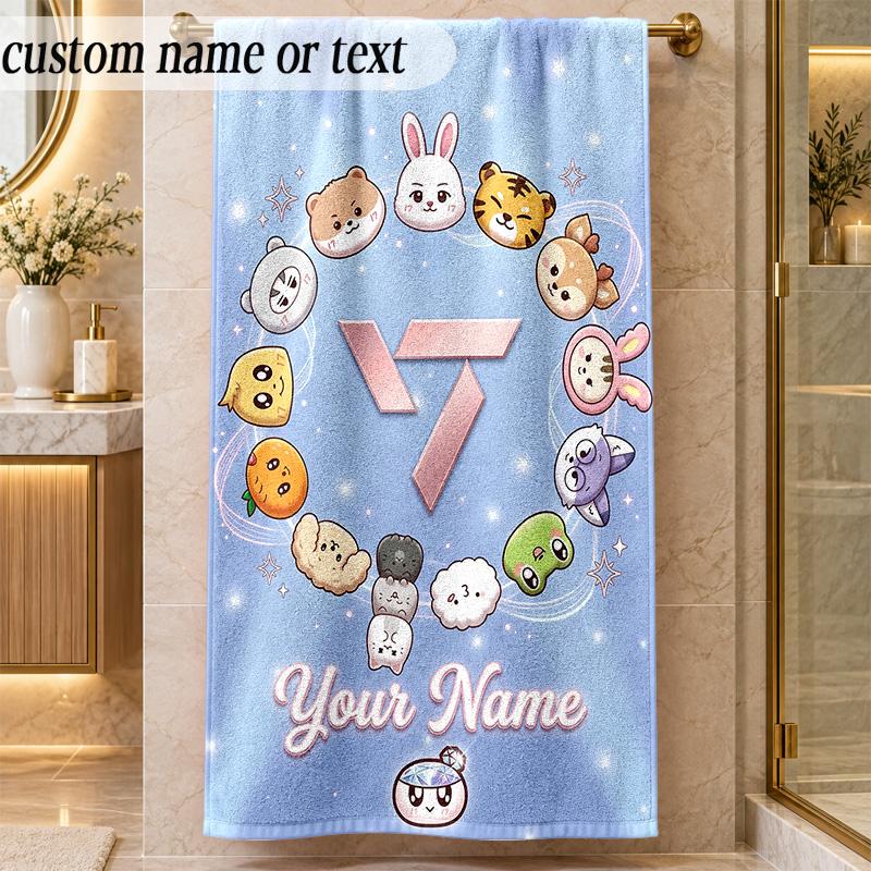 Beach TowelSEVENTEEN Custom Name Text Personalized Soft Towel for Beach Pool Indoor Home Decor Gift
