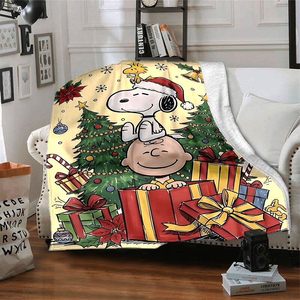 Snoopy'S Festive Christmas Blanket Soft Throw Blanket For Home Bedroom Bed Sofa Travel Office Solid Christmas Blanket