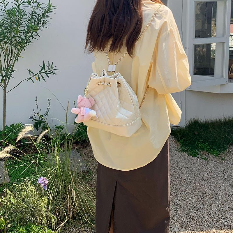 Новая повседневная сумка-ведро с завязками на цепочке и бриллиантами, легкая роскошная сумка-рюкзак в стиле Xiaoxiang, сумка на плечо