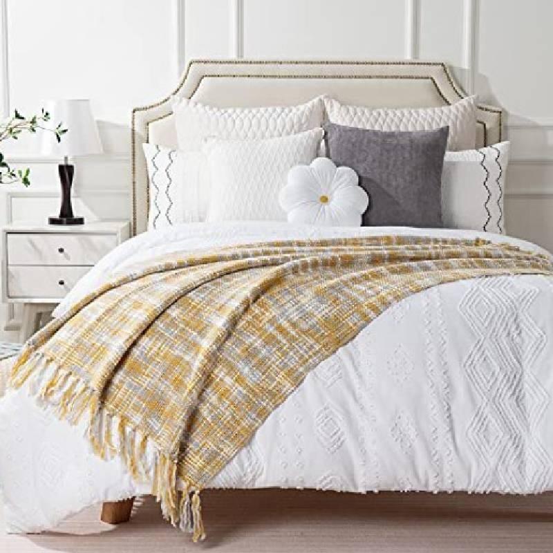 Мягкий и роскошный акриловый плед для дивана в ярких цветочных и оранжевых тонах