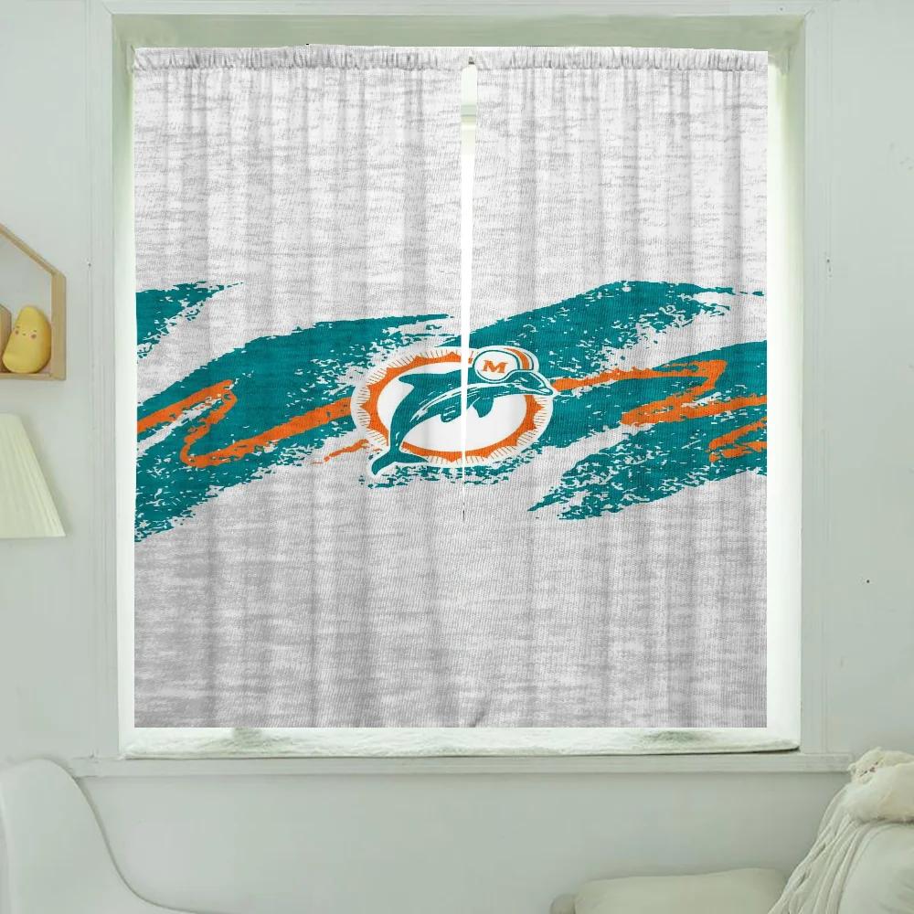 Window Kitchen Curtains For Living Room 2 Pieces Blackout Curtains Door Curtain Miami D-Dolphins Partition Bedroom Decoration