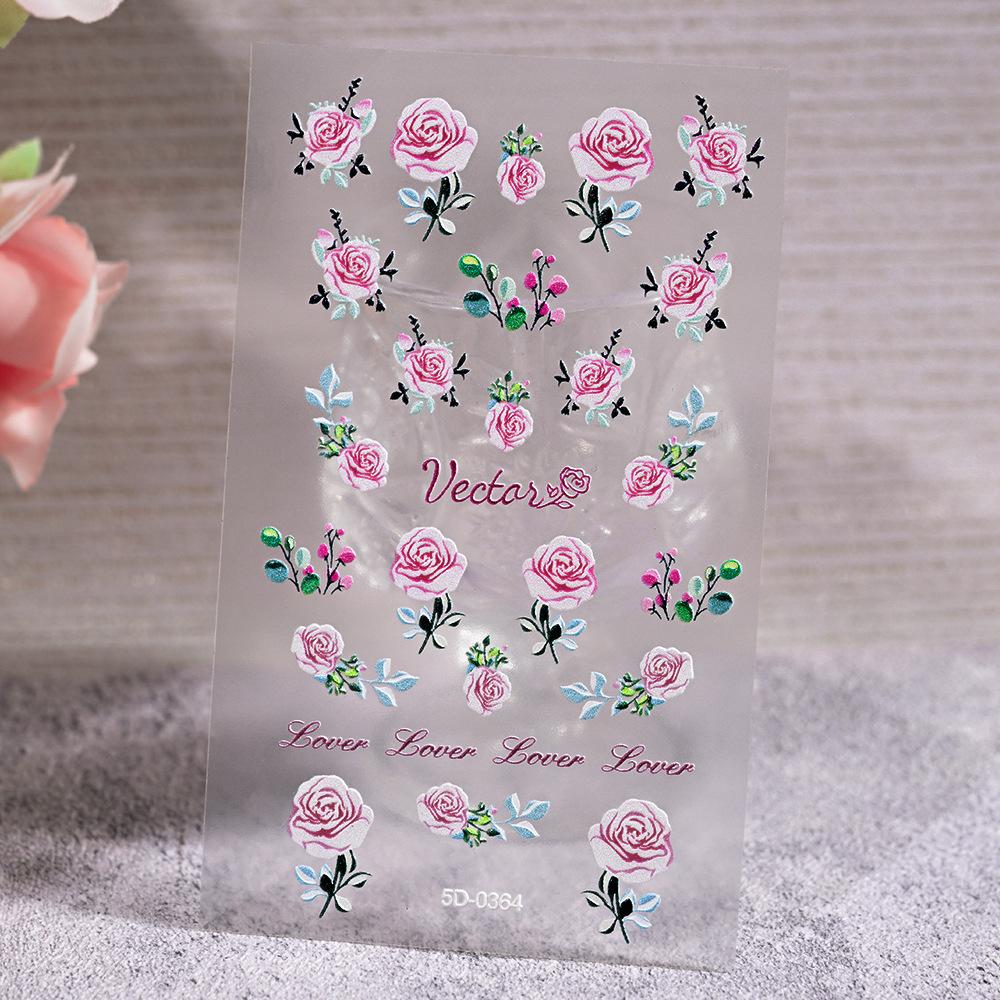 Рельефная наклейка для маникюра «Роза», 5D, трехмерная декоративная деталь для ногтей, наклейка для ногтей для девочек