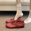 Женские балетки с бантом-бабочкой из жемчуга, элегантные туфли Мэри Джейн для дам, весна, осень, лаконичные, без шнуровки, Zapatos De Mujer