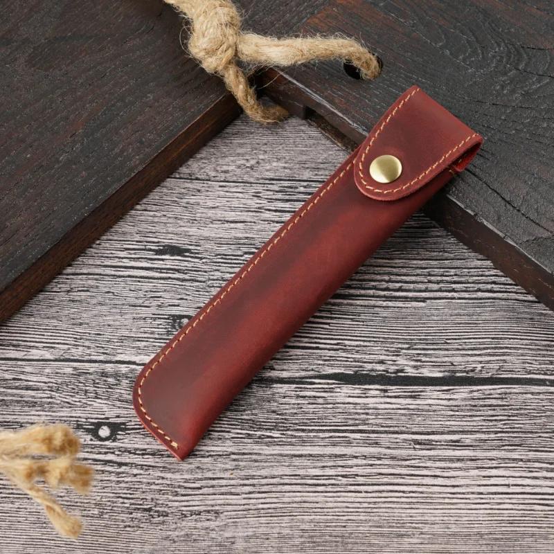 Retro Fountain Pen Case Genuine Leather Handmade Pencil Bag Pen Cover Stationery Creative Protective Cover School Supplies