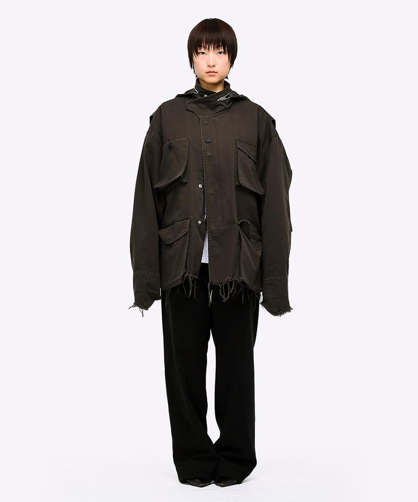 Quest&Guest M65 Cut-Off Field Parka (Dark Brown)