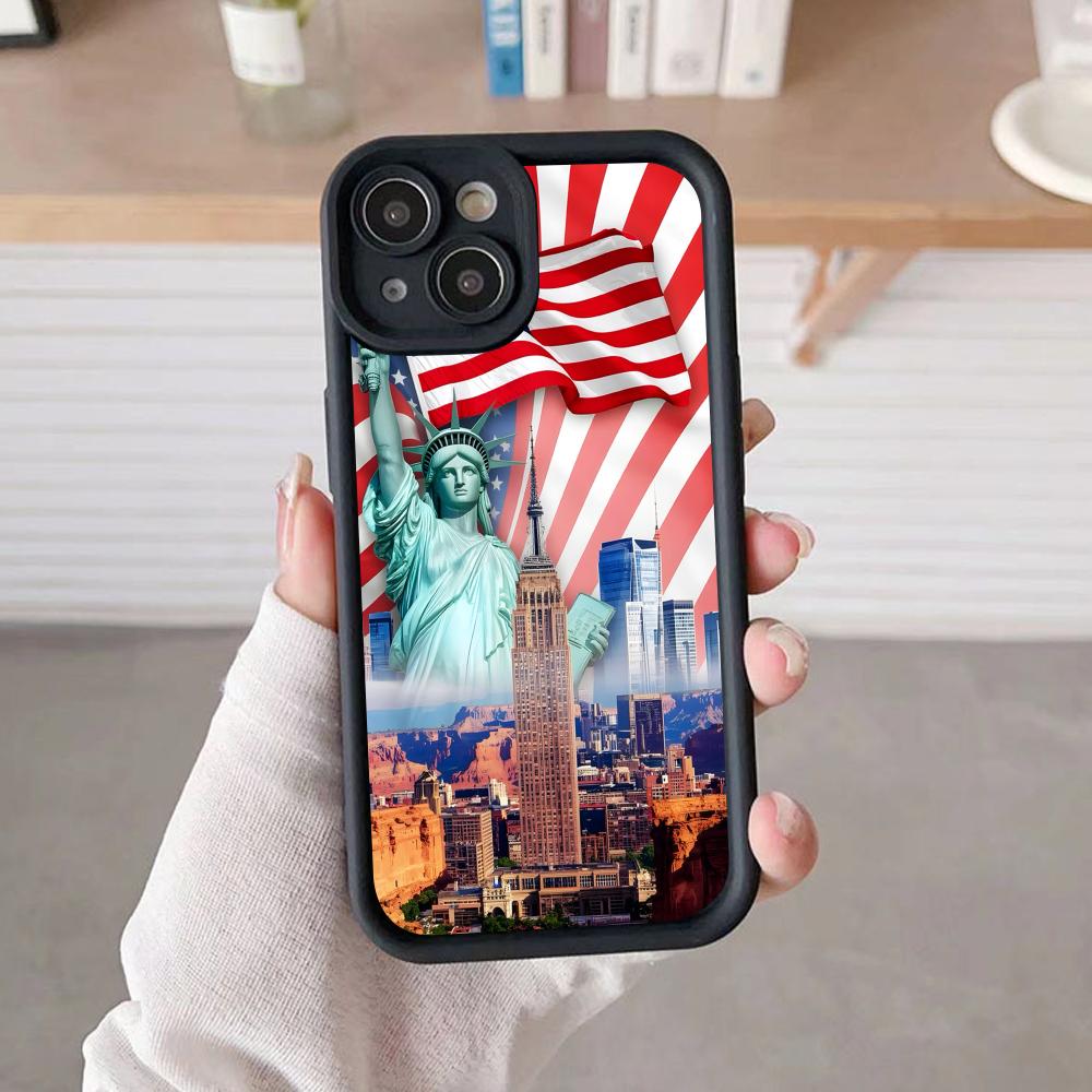 США Флаг Америки Утолщенный ТПУ Чехол для Мобильного Телефона для iPhone 17 16 15 14 13 12 11 Air Pro Max Plus Цветной Чехол