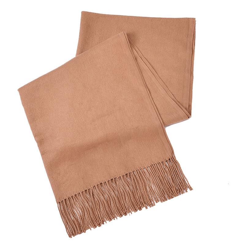 Nian Ge Runsi Solid Color Thick Cotton Cashmere Scarf, Female Twill Dragon Logo Cashmere Shawl